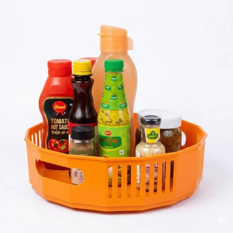 360° Rotating Kitchen Shelf, Multipurpose Organizer Tray & Rotating Storage Rack for Kitchen & Home