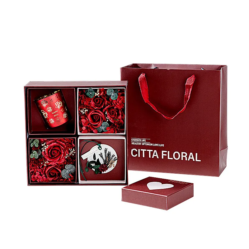 Soap Flower Candle Gift Box For Valentine's Gift