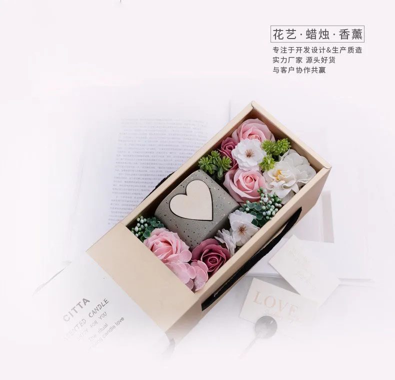 Soap Flower Box With Scented Candle