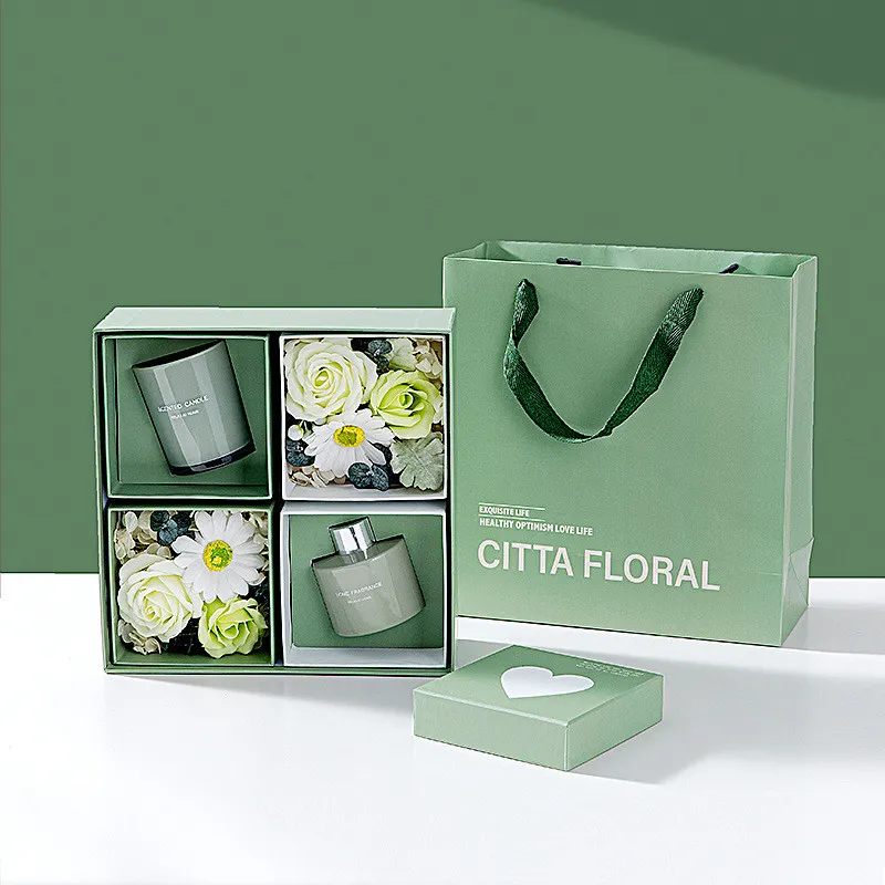 Soap Flower Candle Gift Box For Valentine's Gift
