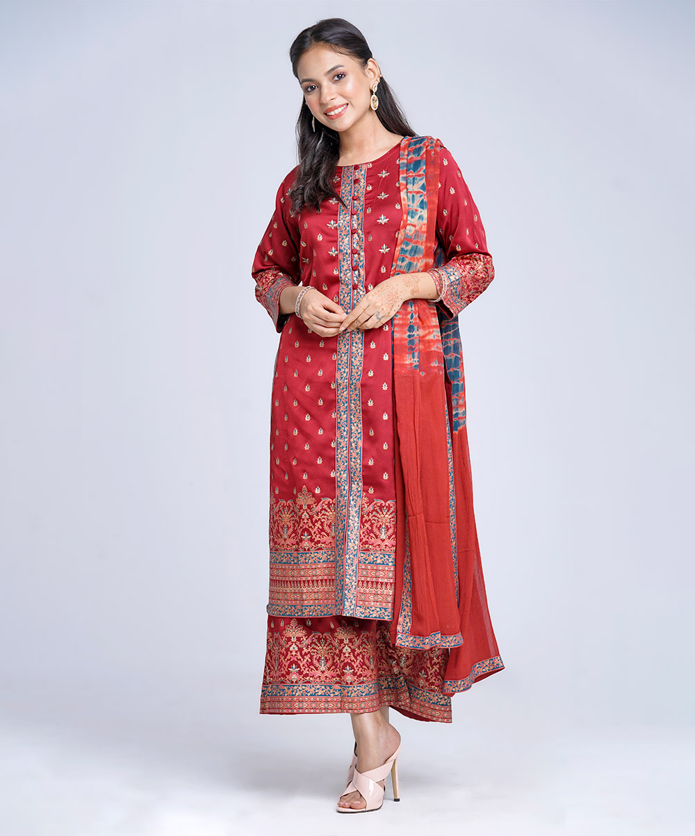 Maroon Crepe Salwar kameez