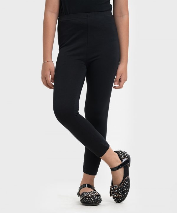 Black Cotton Knit Leggings