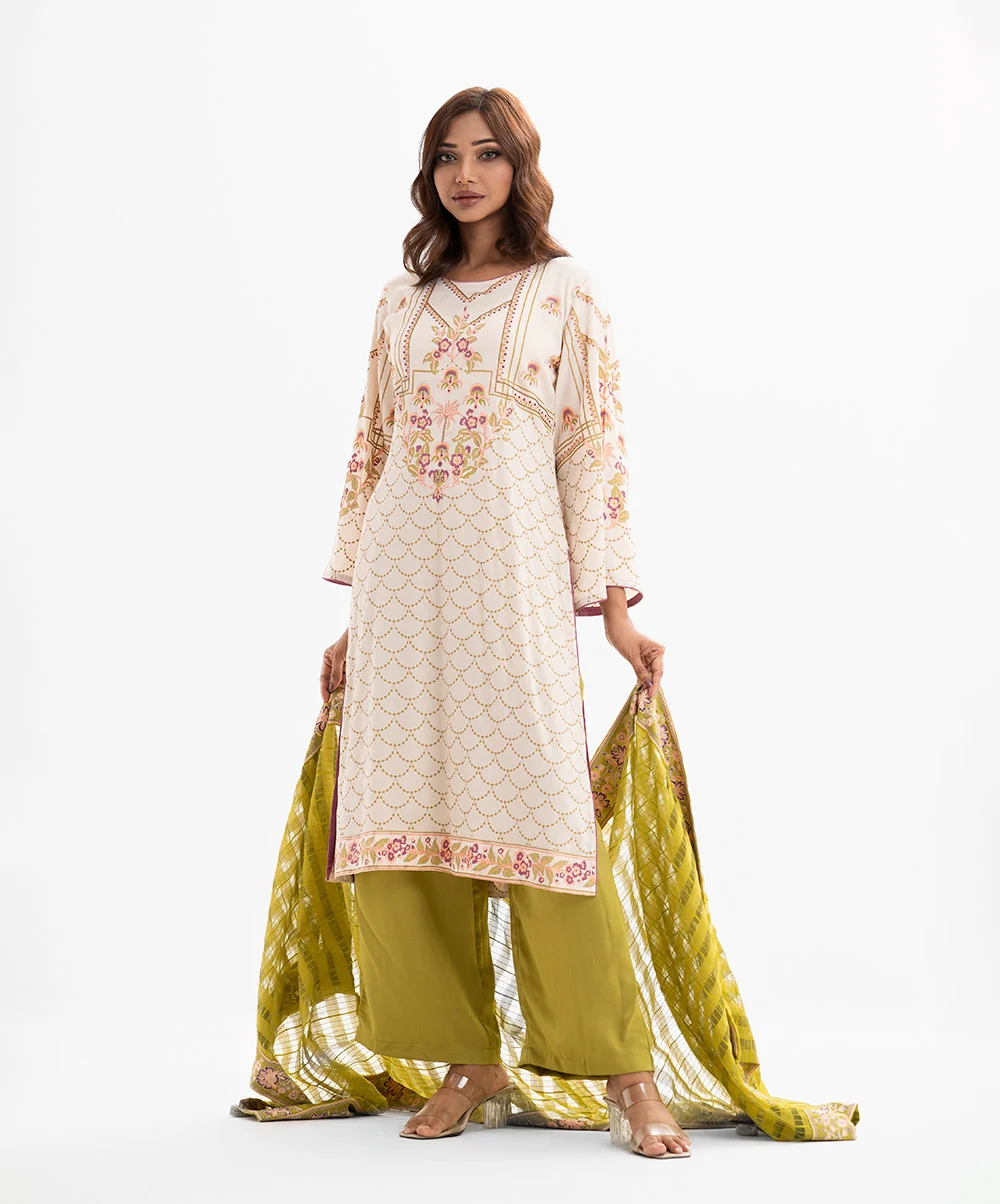 Cream Joom Straight Salwar Kameez