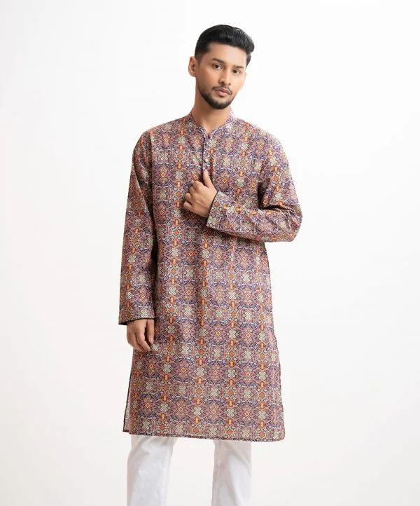 Printed Cotton Semi Fitted Panjabi