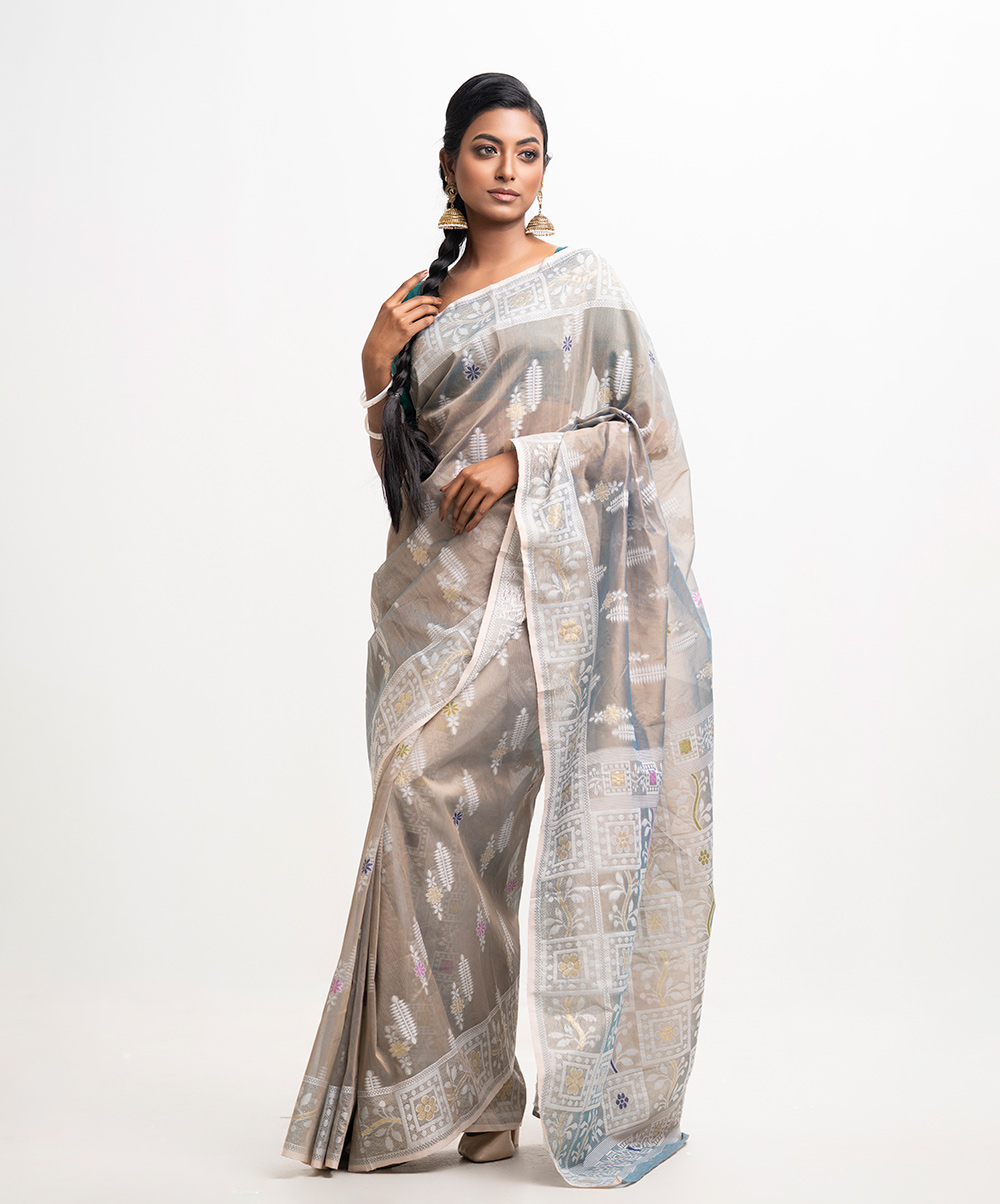 Gray Half-silk Saree