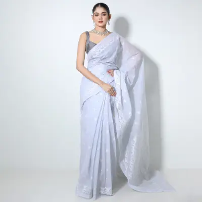 Light Blue Cotton Saree