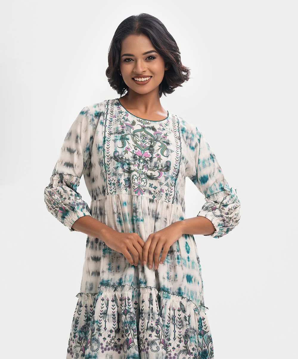 Green Cotton-blend A-line Tunic