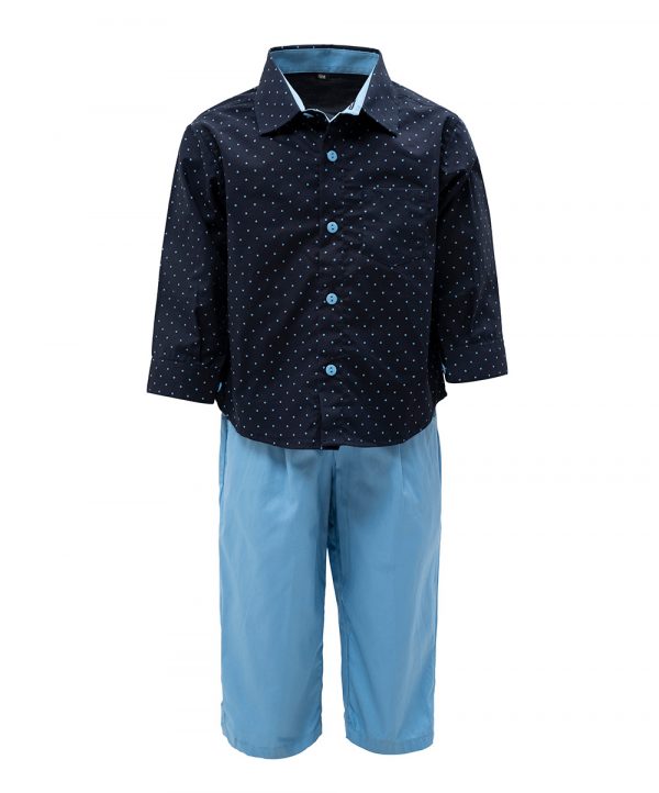 Blue Cotton Shirt Pant Set