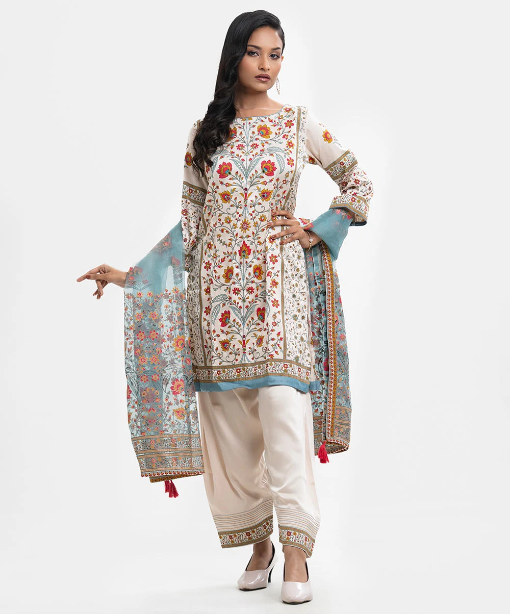 Beige Blended Farshi Salwar Kameez