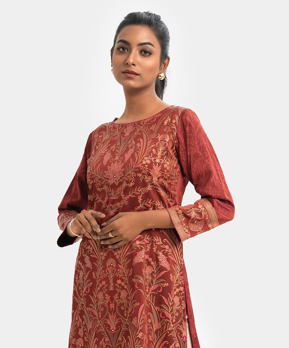Red Georgette A-line Kameez