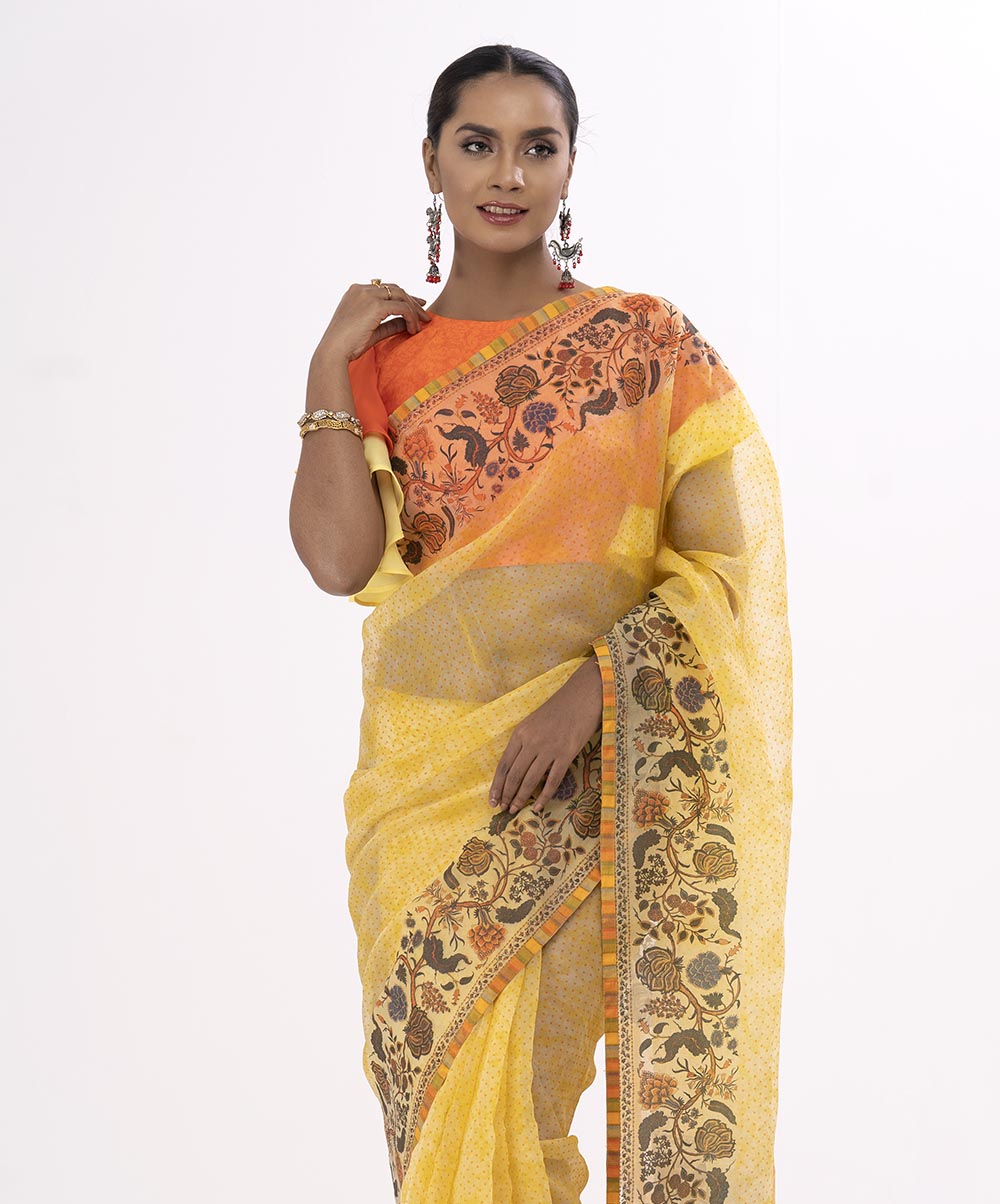 Yellow Exclusive Muslin Saree