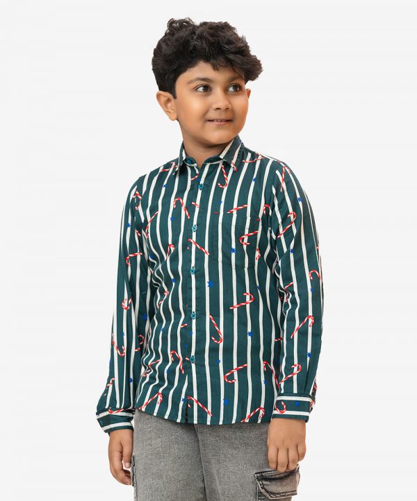 Striped Cotton Kids Long Sleeve Casual Shirt
