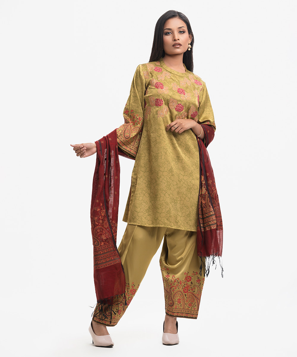 Green Georgette A-line Salwar Kameez
