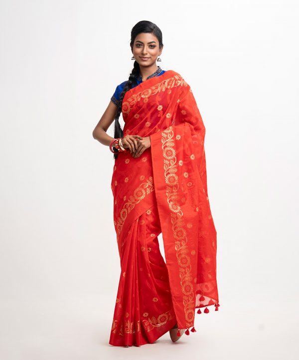 Red Half-silk Saree