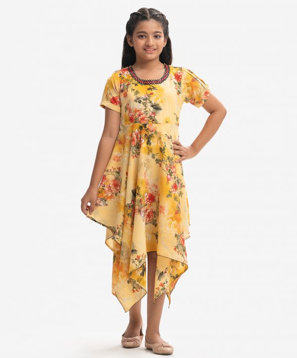 Yellow Faille Handkerchief Cut Frock
