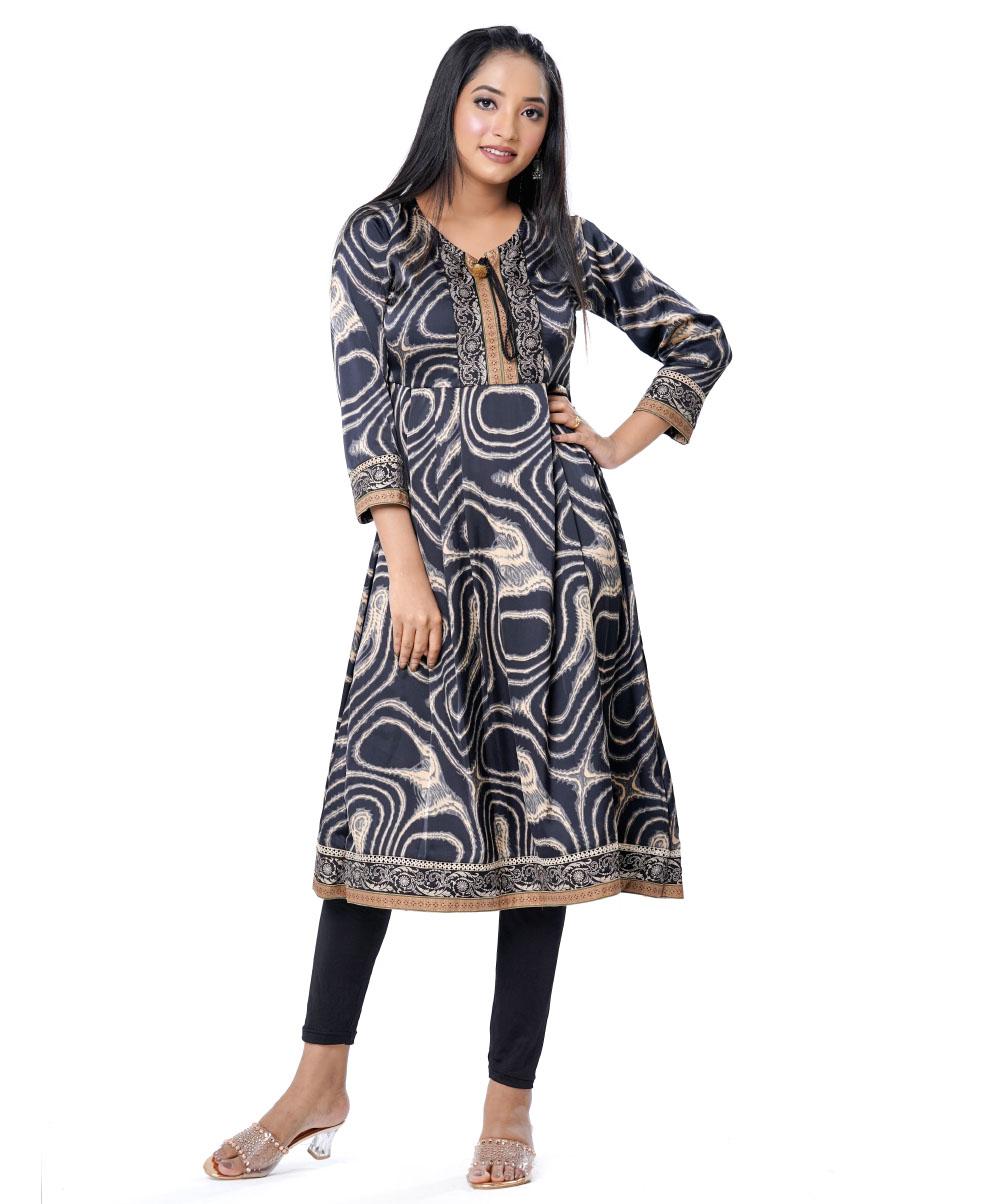 Black Georgette A-line Long Tunic