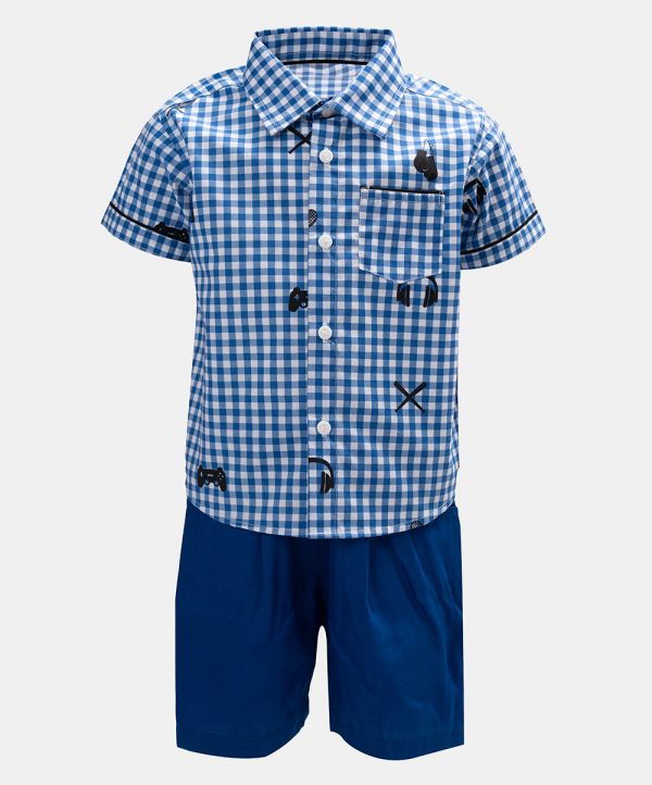 Blue Cotton Shirt Pant Set
