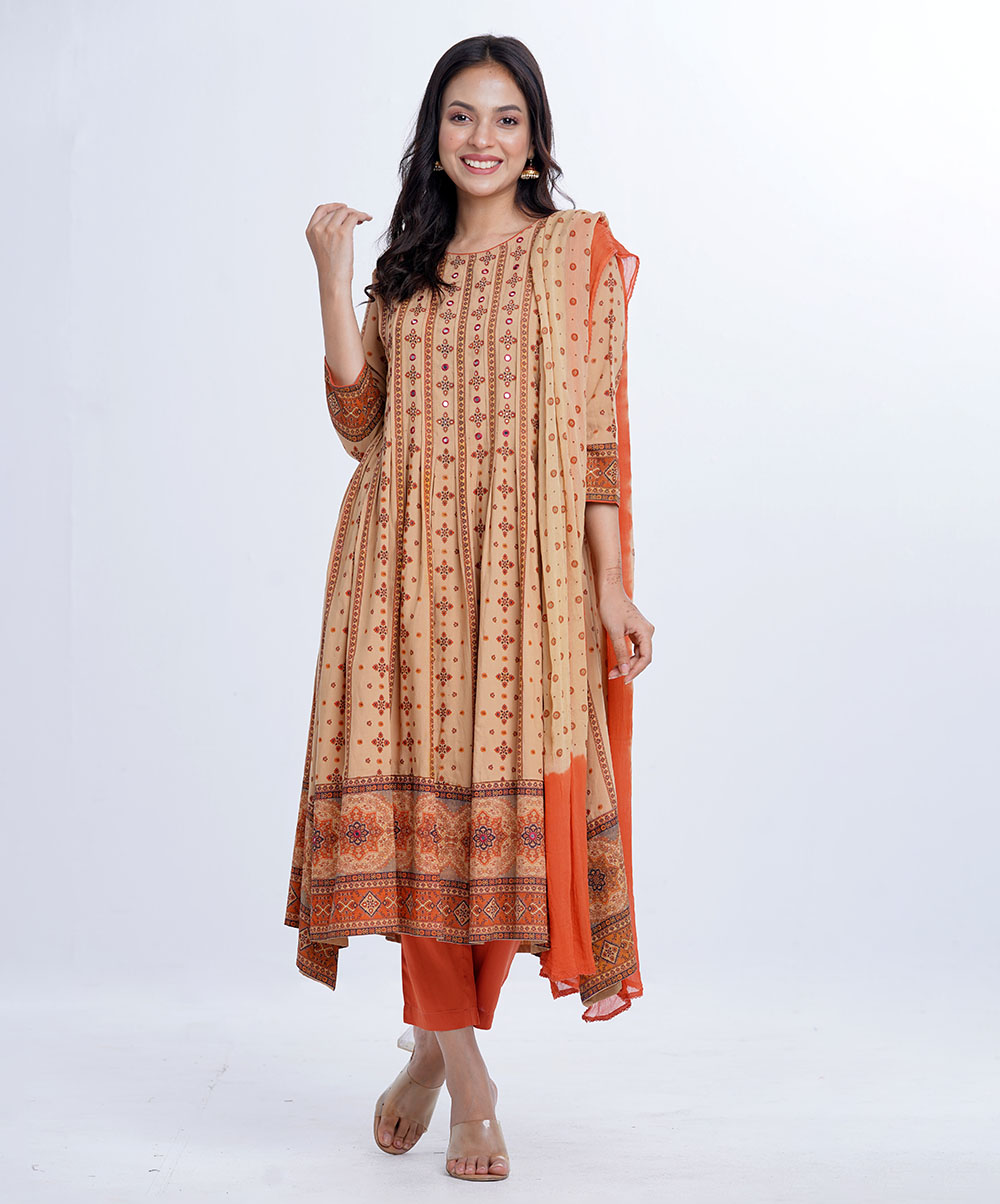 Brown Viscose Salwar Kameez