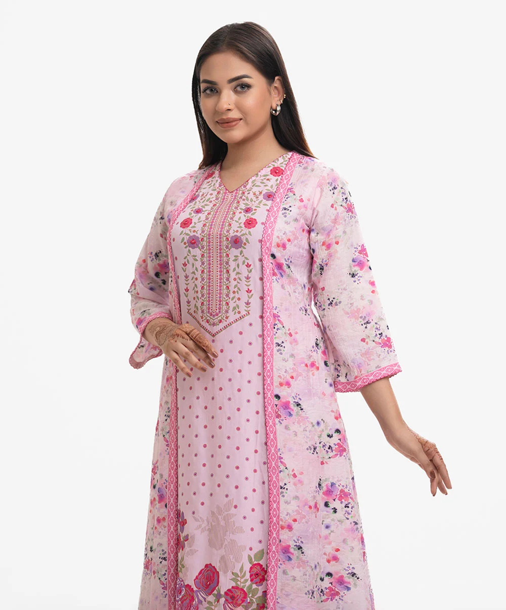 Pink Cotton-blend Tunic With Shrug