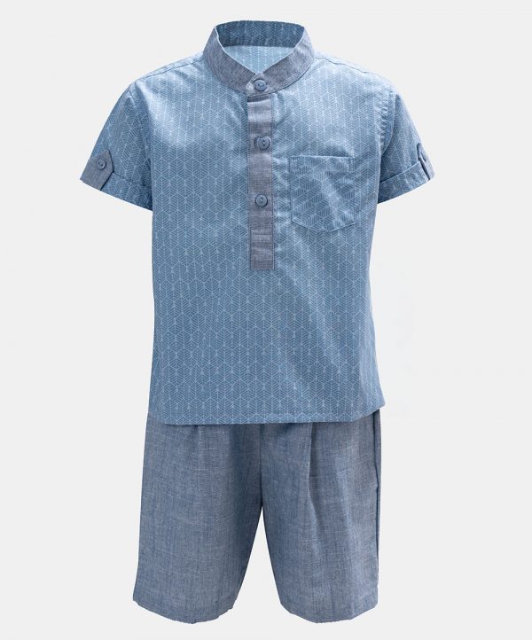 Blue Cotton Shirt Pant Set