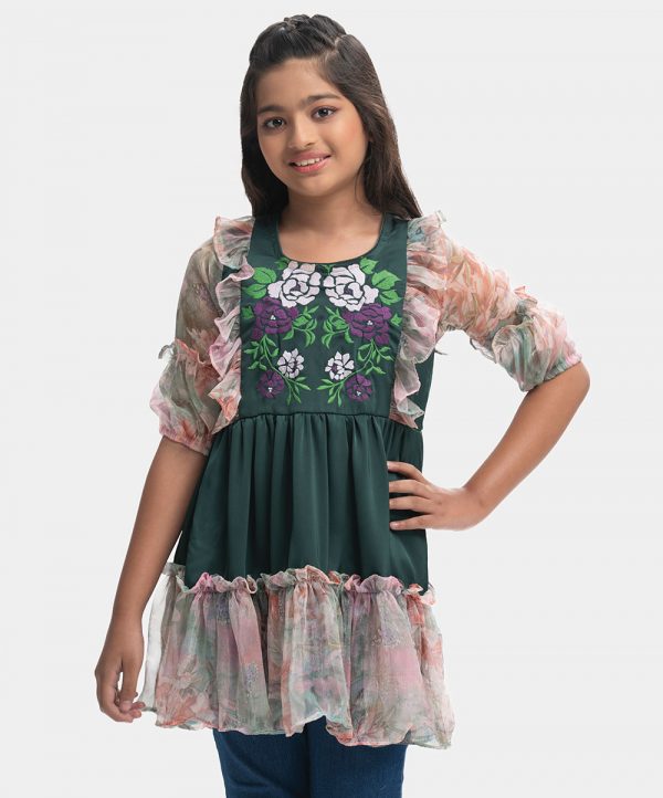 Green Georgette A-line Tunic