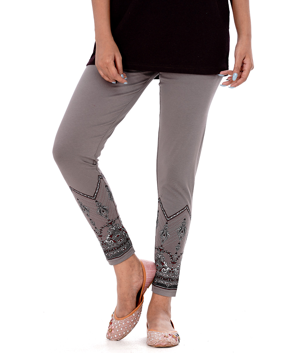 Gray Cotton Knit Leggings