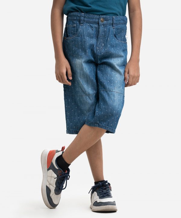 Blue Denim Three Quarter Pant