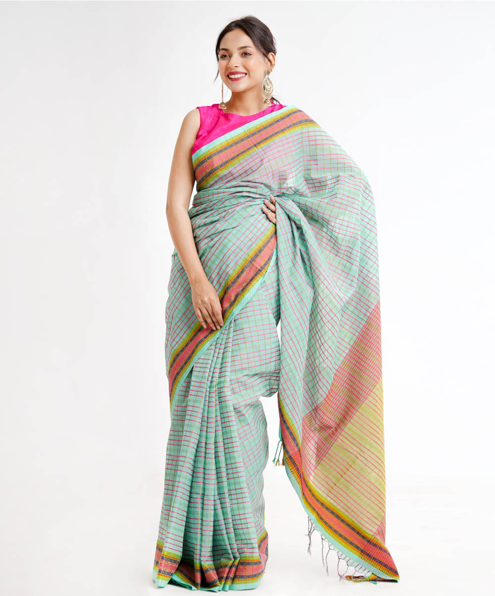 Lemon Green Cotton Saree