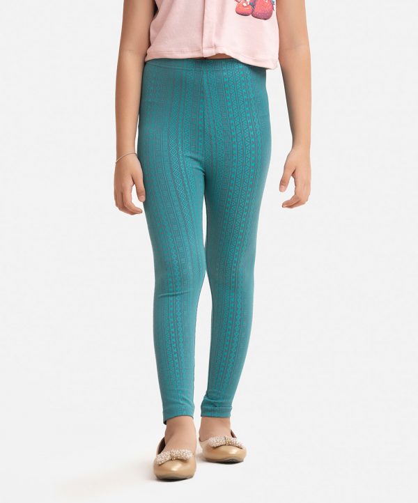 Teal Cotton Knit Leggings
