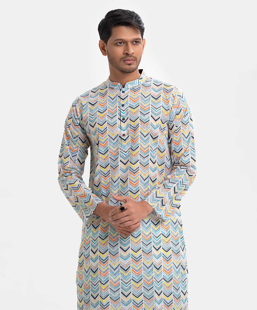 Printed Cotton Fitted Panjabi