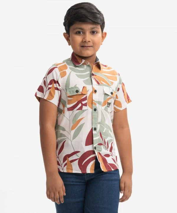 Printed Slab Cotton Kids Casual Shirt