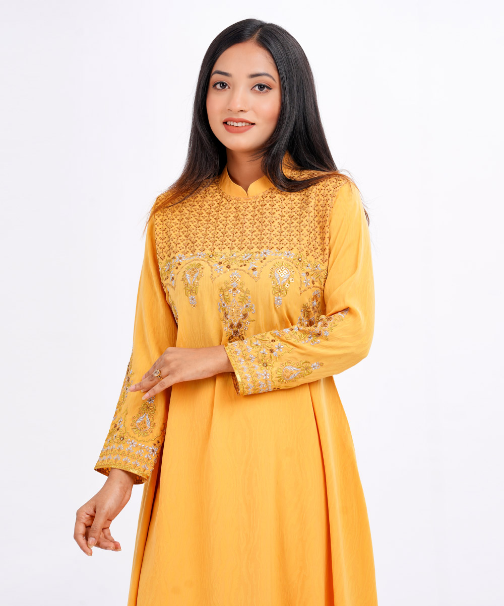 Yellow Georgette A-line Tunic
