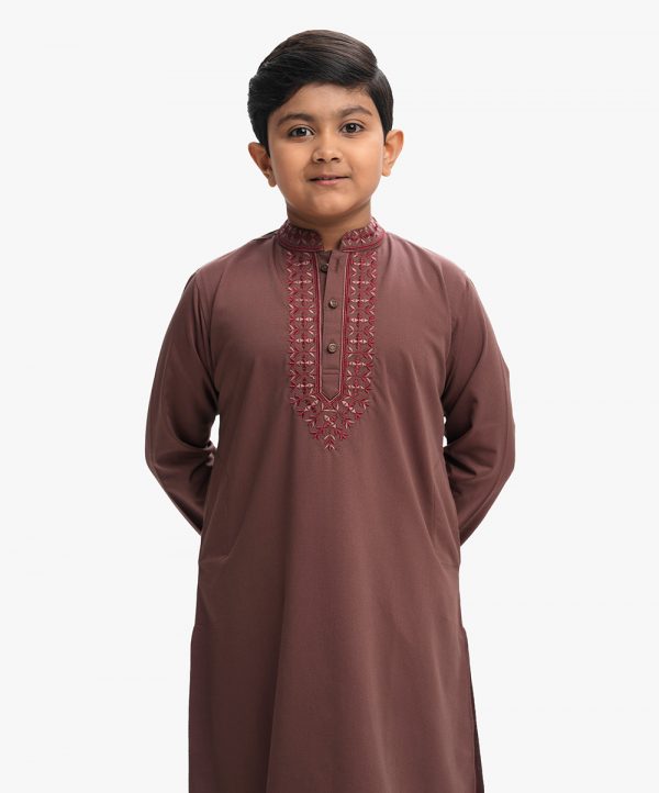 Brown Jacquard Kids Panjabi