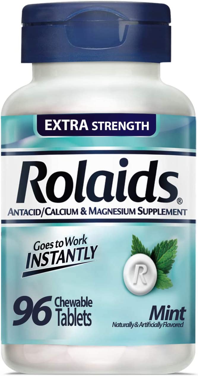 Rolaids Extra Strength Antacid, 96 Chewable Tablets, Mint Flavor, Extra Strength Heartburn Relief