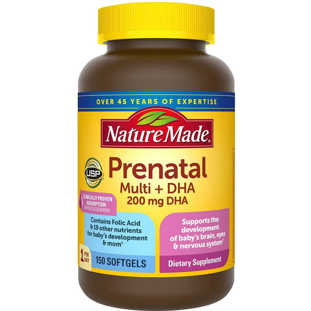 Nature Made Nature Made Prenatal + Dha 200 mg Dietary Supplement (Netcount 150 Soft Gels), 150Count ()