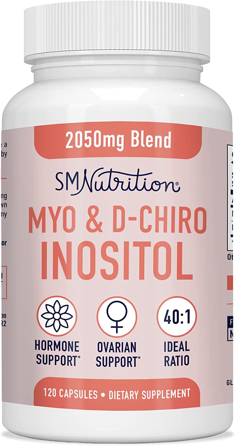 Myo-Inositol & D-Chiro Inositol | Hormone Balance for Women | Ideal 40:1 Ratio | Myo Inositol 2000mg, D Chiro 50mg | Vitamin B8 to Regulate Menstrual Cycle & Support Ovarian Health | SM Nutrition