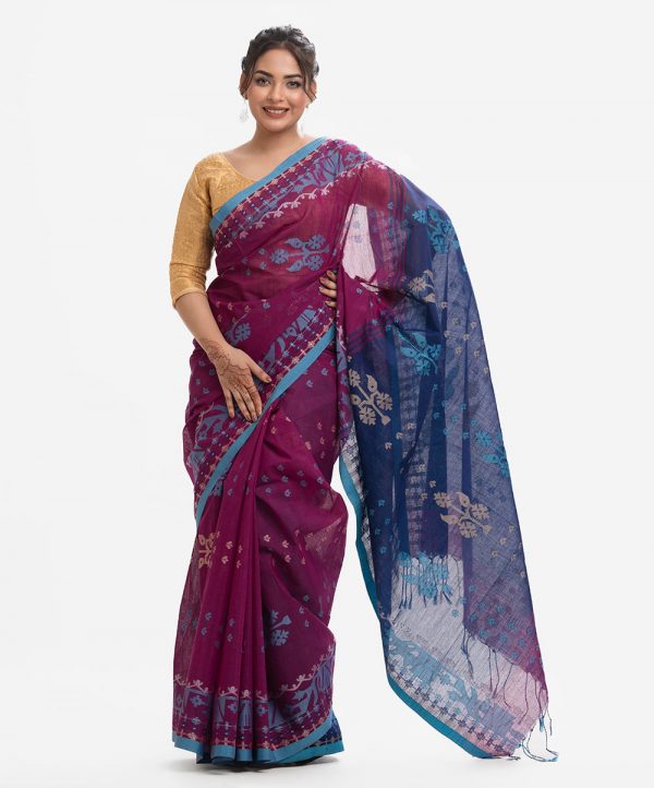 Navy Blue Half Silk  Saree
