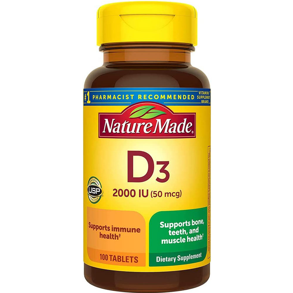 Nature Made Vitamin D3 2000 IU (50 mcg), Dietary Supplement Bone Teeth Muscle and Immune Health Support 100 Tablets ( Pack of 1)