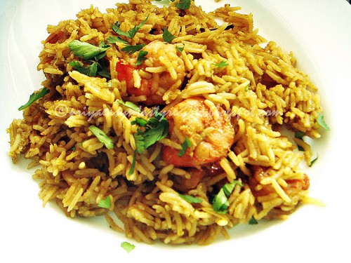 Prawn vasil leaf fried rice