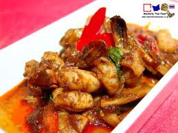 Prawn red curry chili sauce