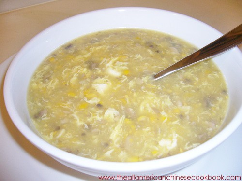 Chicken corn soup with mushroom