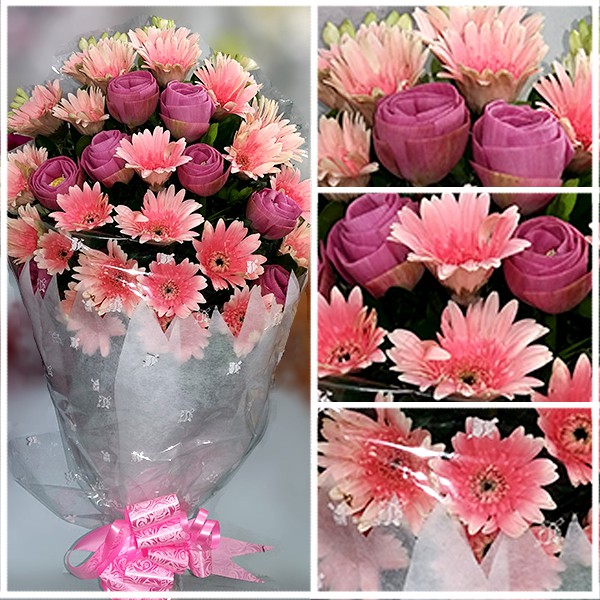 Pink Gerbera and Lotus Flower Bouquet
