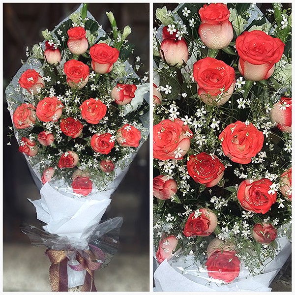 Red Rose and Gladiolus Flower Bouquet