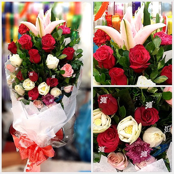 White & Red Rose Mixed Bouquet