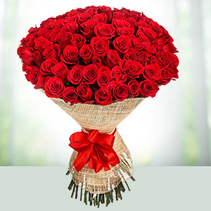 Classy 100 Red Roses Bunch