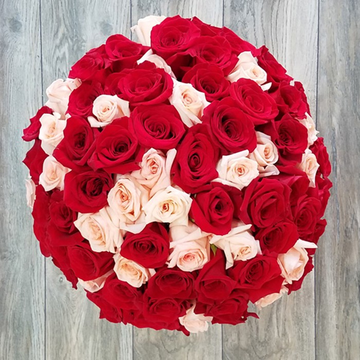 Classy 60 Red And white Roses Bunch