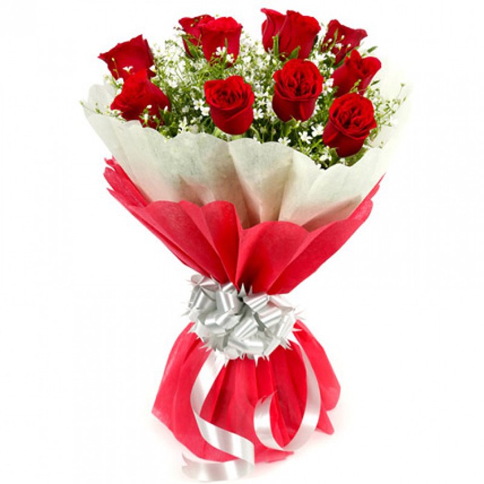 10 Pieces Lovely Red Roses Bouquet
