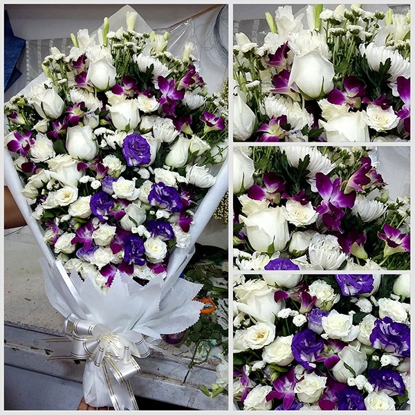 White and Purple Rose Bouquet