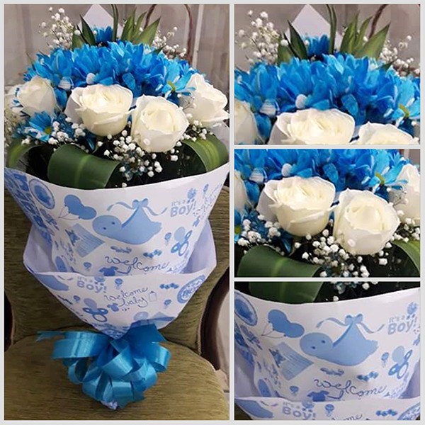 White & Blue Rose Bouquet