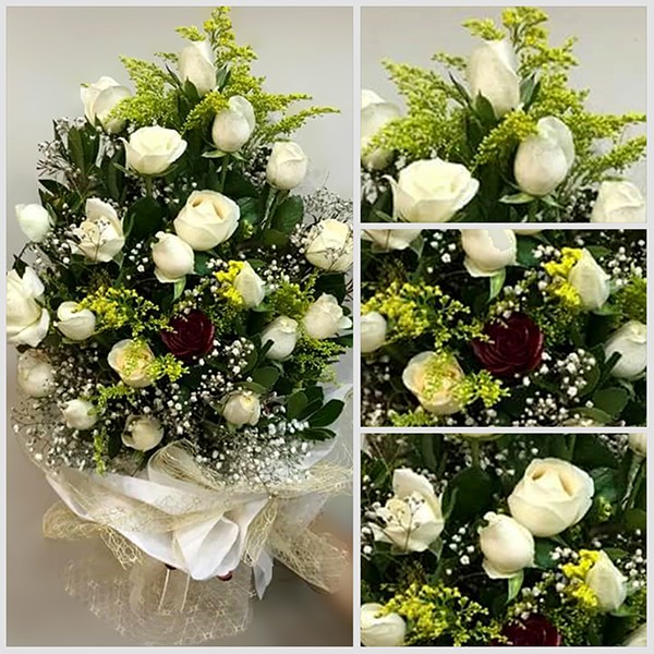 White Rose with Green Lush Bouquet